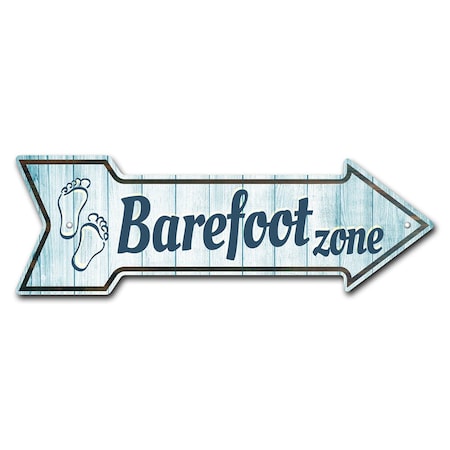 Barefoot Zone Arrow Sign Funny Home Decor 18in Wide
